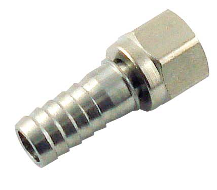 Flare Fitting - 3/8 inch barb (swivel stem) for 1/4" nut-Kegging