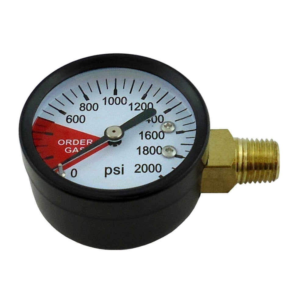 Gauge 2" Diameter 3000# 1/4 mpt (LHT) side-Kegging