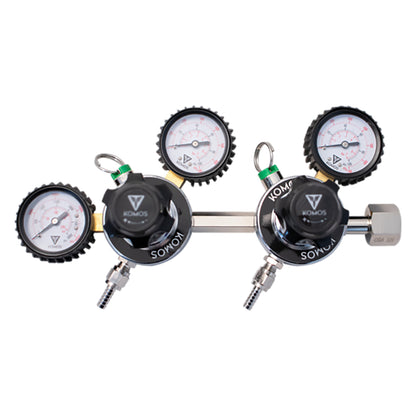 Double CO2 Economy Regulator w/ 1/4 Barb and Duotite mfl, 60# & 2000# Gauges