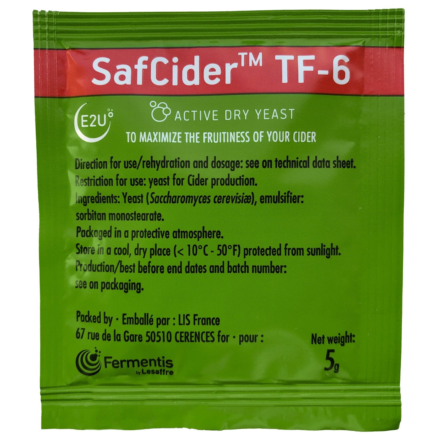 Safcider TF-6 - Dry Cider Yeast - 5 Gram