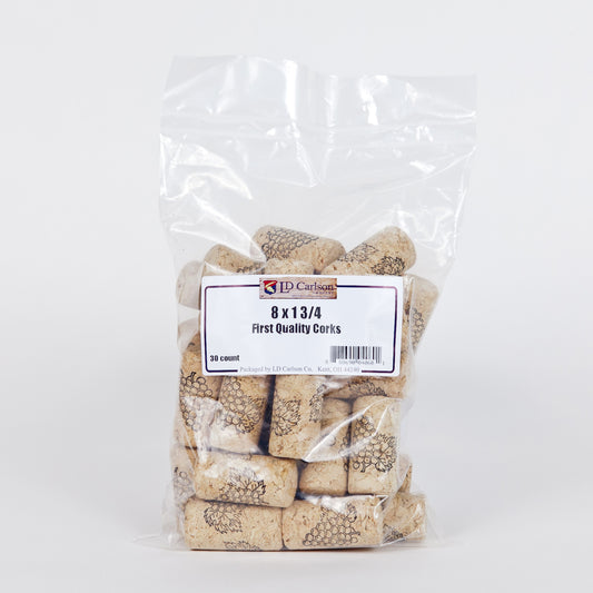 8 x 1 3/4 First Quality Straight Wine Corks (30/Bag)