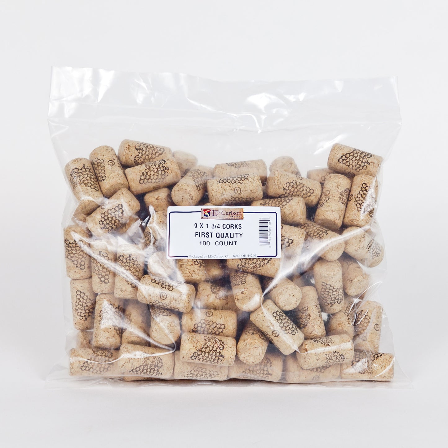 9x1 3/4 First Quality Straight Wine Corks (100/Bag)