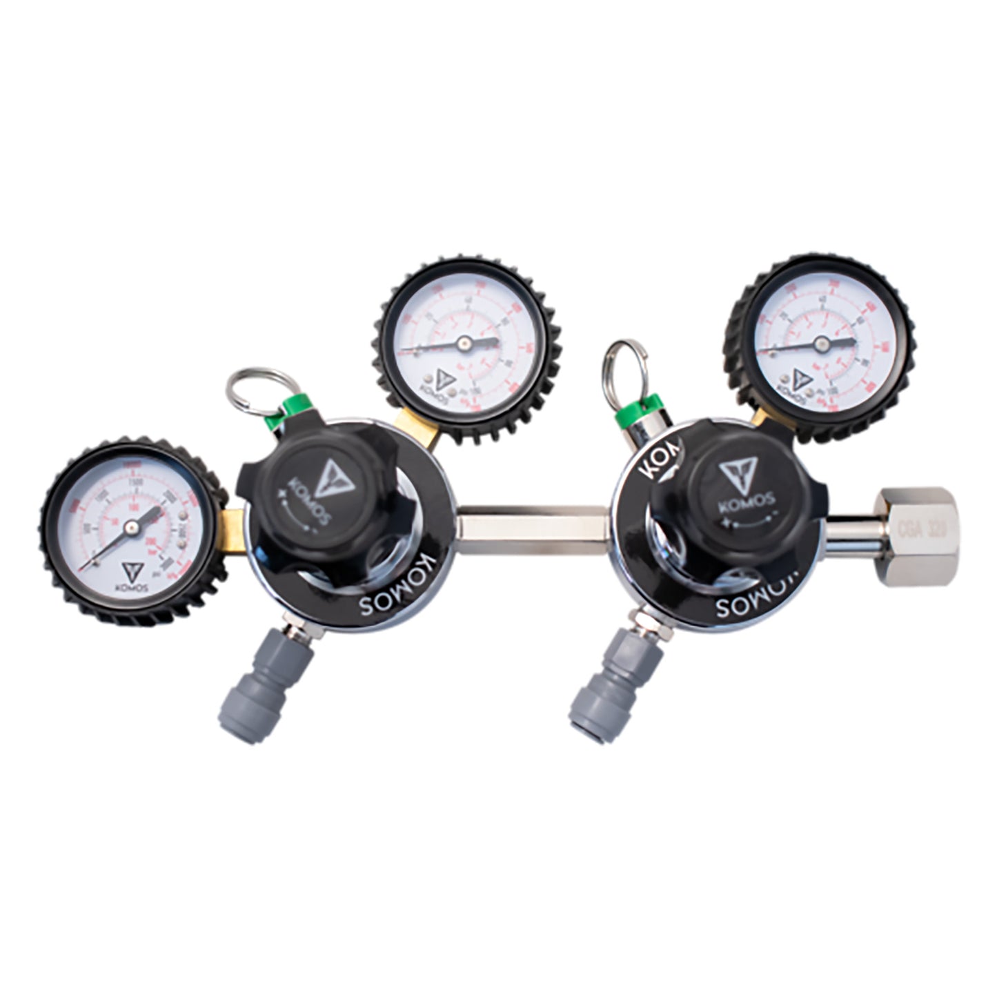 Products Double CO2 Economy Regulator w/ 1/4 Barb and Duotite mfl, 60# & 2000# Gauges
