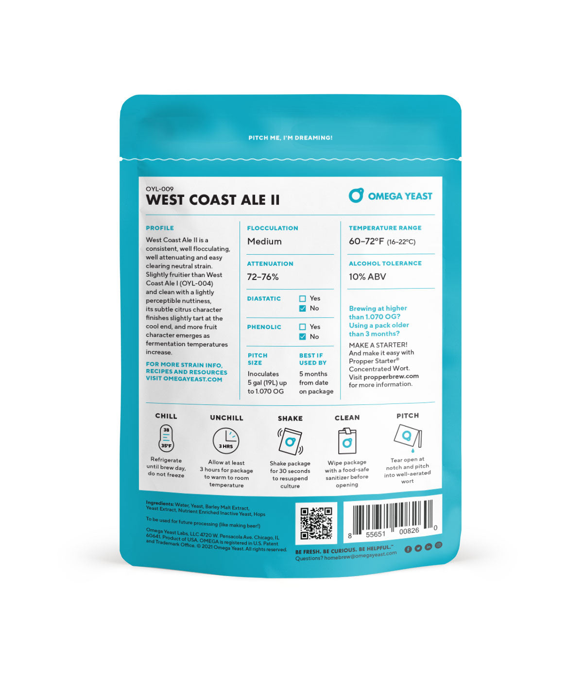 West Coast Ale II - Omega Yeast OYL-009-Yeast