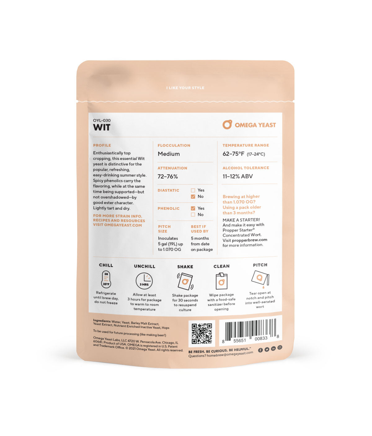 Wit - Omega Yeast OYL-030-Yeast