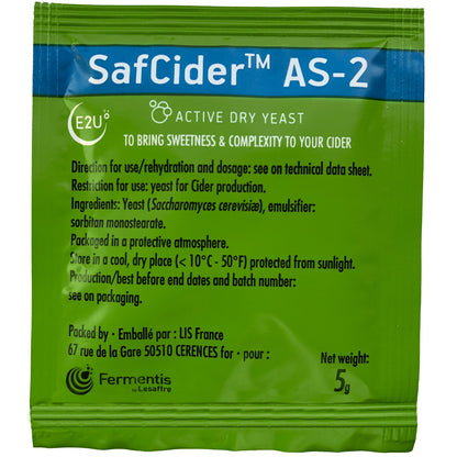 Safcider AS-2 - Dry Cider Yeast - 5 Grams