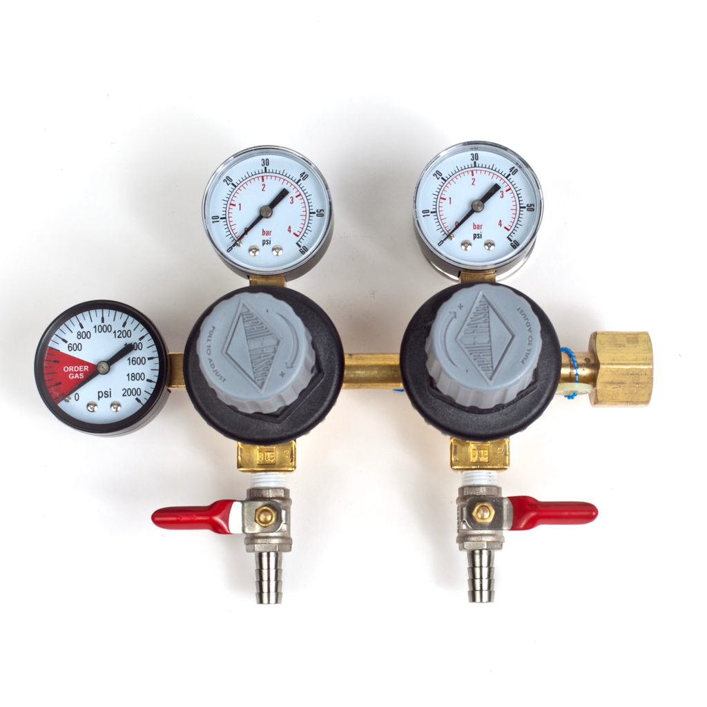 Double Taprite CO2 Regulator w/5/16B Shutoffs, 60# & 2000# Gauges-Regulator