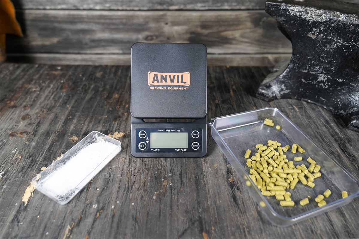 Anvil High Precision Digital Scale - Top with hops & salts